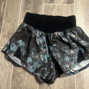 Free People Floral Black and Blue Women's Athletic Shorts